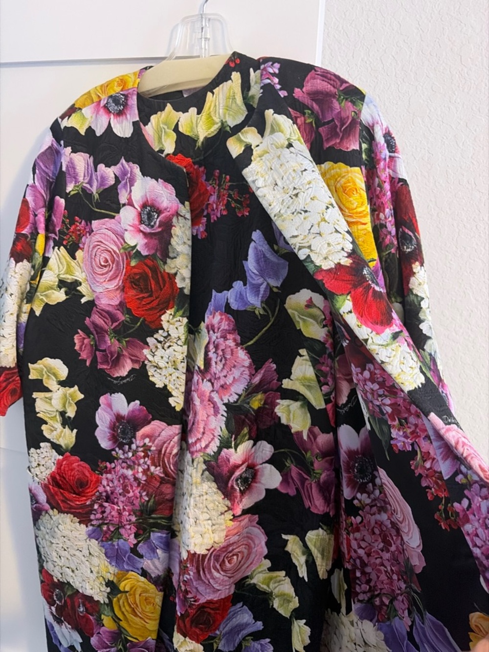 Floral Black Quilted Coat - Women's Garden Print Jacket dolce, and Gabbana